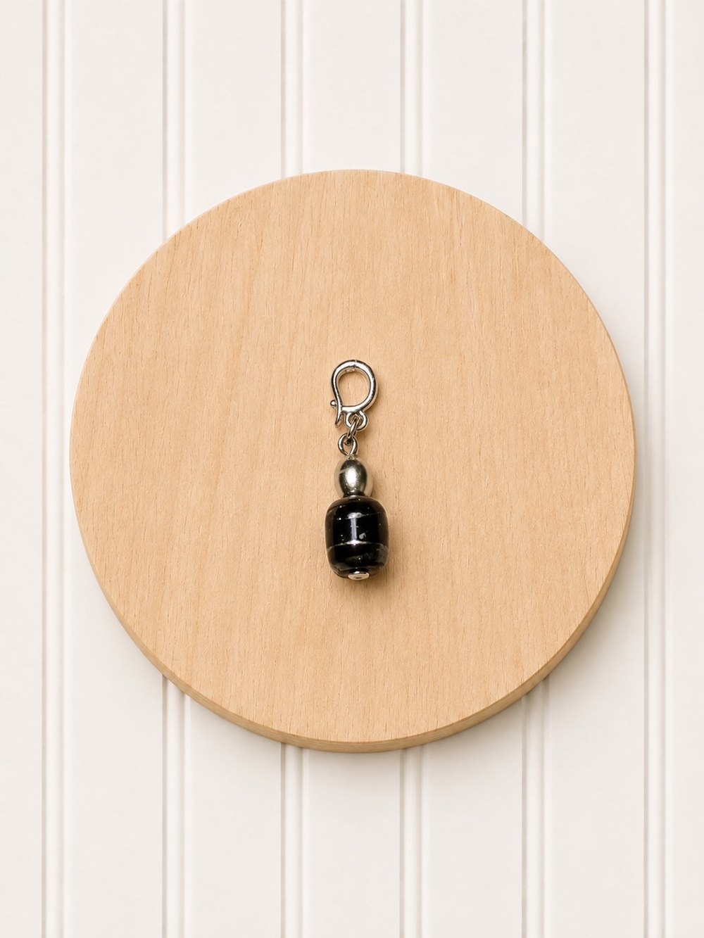 Black Glass Bead Charm Keychain Phone Charm